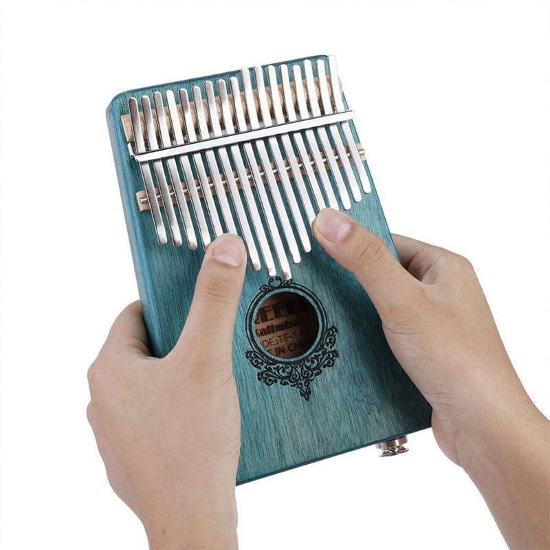 Kalimba 17 Keys Thumb Piano,Built-in pickup Portable Mahogany Wooden Body Musical Instrument Portable Solid African Wood Finger Piano, Gift for Kids Adult Beginners (Mint Green) Mint Green