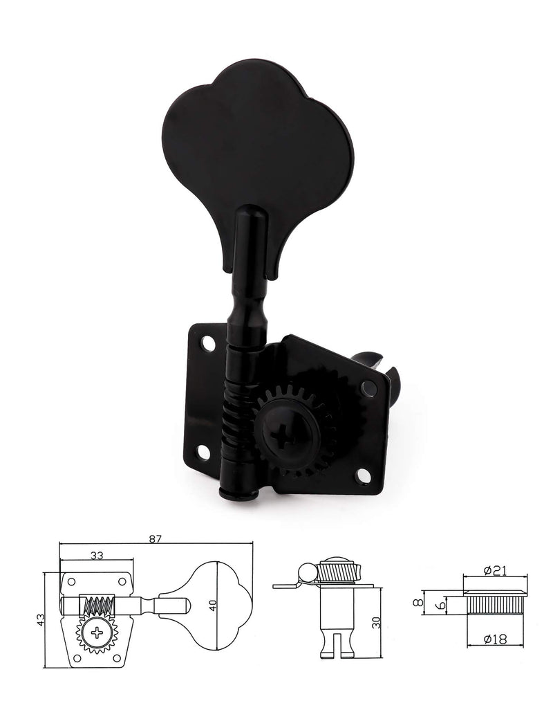 Metallor Bass Tuning Machines Tuning Pegs Tuning Keys Machine Heads Tuners Vintage Open Gear 2 Left 2 Right for P Bass J Bass Guitar Parts Replacement Black. 2L 2R-Black