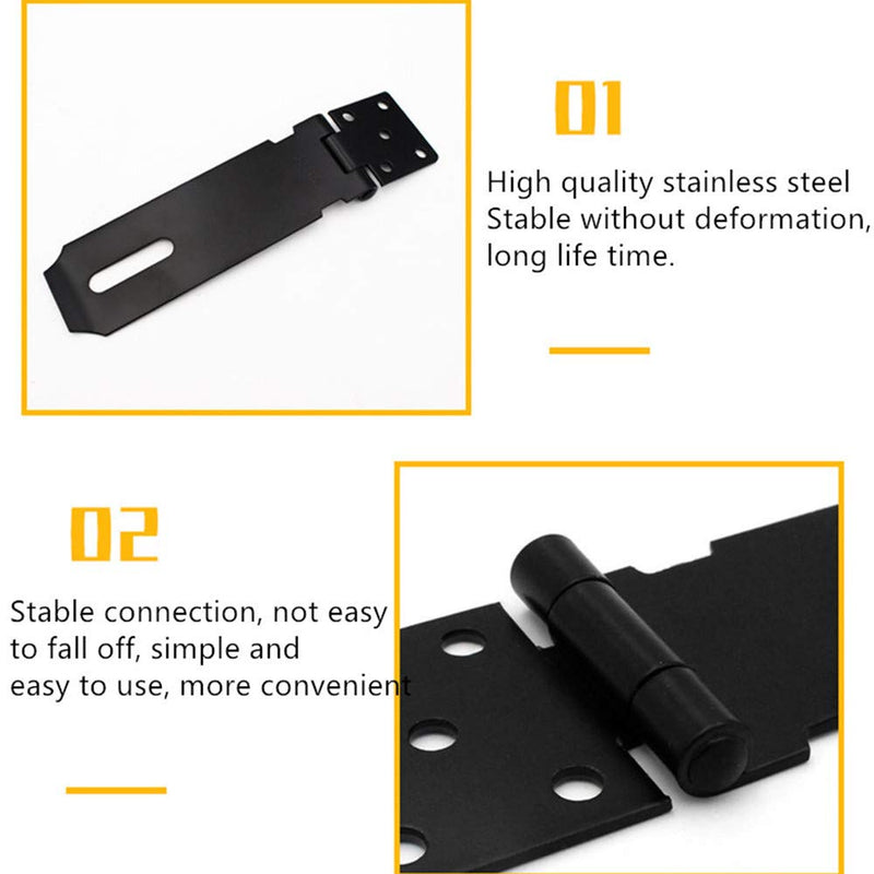 Door Hasp Padlock Latch Stainless Steel Safety Clasp Hasp Lock Latch Matte Black Finish 2 Pack (5inch) 5inch