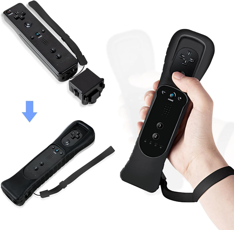 NC Motion Plus Adapter Sensor and Silicon Case use for Wii Remote Controller, Motion Plus Adaptor Accelerator Replacement for Wii Motion Plus Adapter（Black）