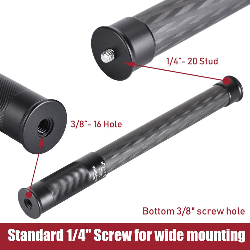 Carbon Fiber Extension Pole,Fast Twisting Lock 4 Section Tube,1/4" Screw Mount Compatible with Camera Phone Gimbal Video Stablizer,Lightweight Camera Stick for Photography