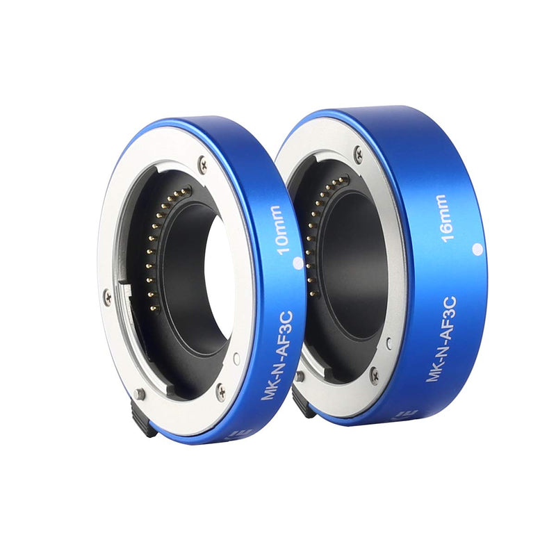 MEKE MK-N-AF3C-BLUE All Metal Auto Focus Macro Metal Extension Tube Adapter for Nikon N1-Mount Mirrorless Cameras J1 J2 J3 V1 V2 MK-N-AF3C-BULE