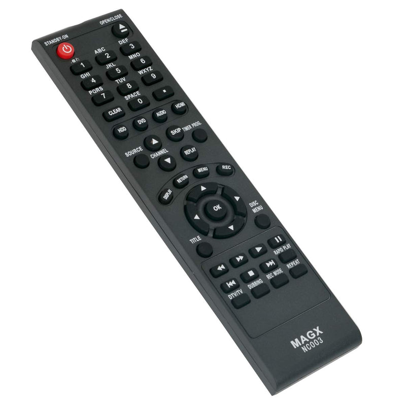 NC003 NC003UD Replacement Remote Applicable for Magnavox MDR533H MDR535H MDR537H MDR515H MDR533HF7 MDR535HF7 MDR537HF7 MDR515HF7 RMDR533HF7 RMDR535HF7 RMDR537HF7 RMDR513HF7 HDD DVD Recorder