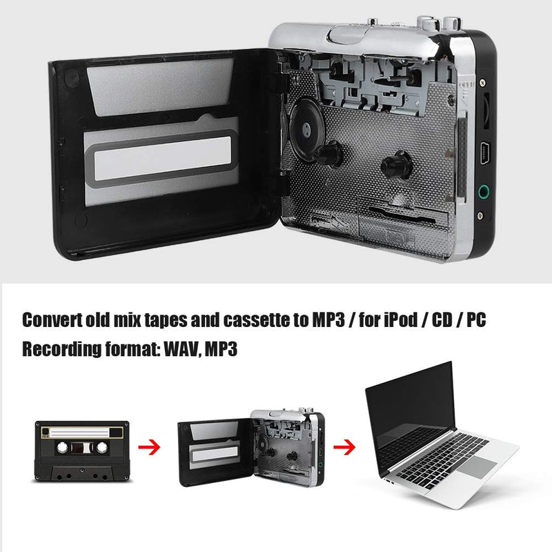 Hopcd Portable EC218 Cassette Player,Nostalgic Cassette to MP3 Converter,Tape to PC Cassette Recorder MP3 CD Converter,Plug and Play,Standalone USB Capture Digital Audio Music Player