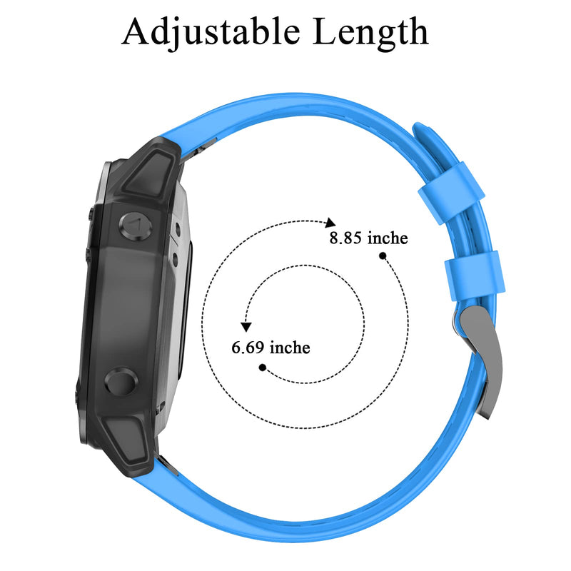 Watch Band for Garmin Fenix 5X/5X Plus, Quick Fit 26mm Wristbands,Compatible with Fenix 6X/6X Pro Fenix 3/3 HR Sky blue