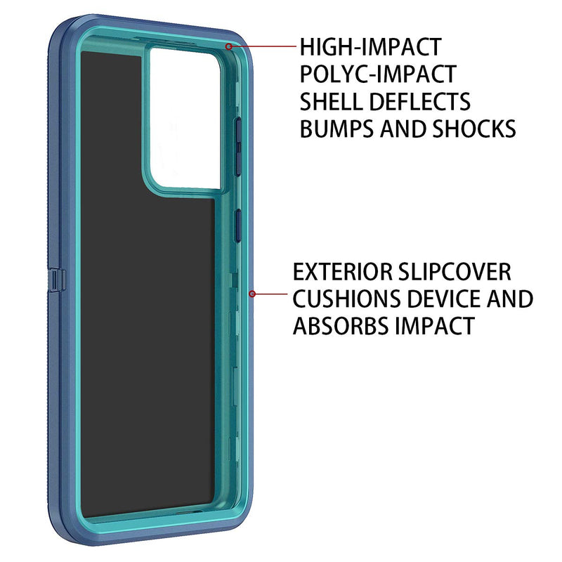 I-HONVA for Galaxy S21 Ultra 5G Case Shockproof Dust/Drop Proof 3-Layer Full Body Protection [Without Screen Protector] Rugged Heavy Duty Cover Case for Samsung Galaxy S21 Ultra 5G 6.8 2021, Blue