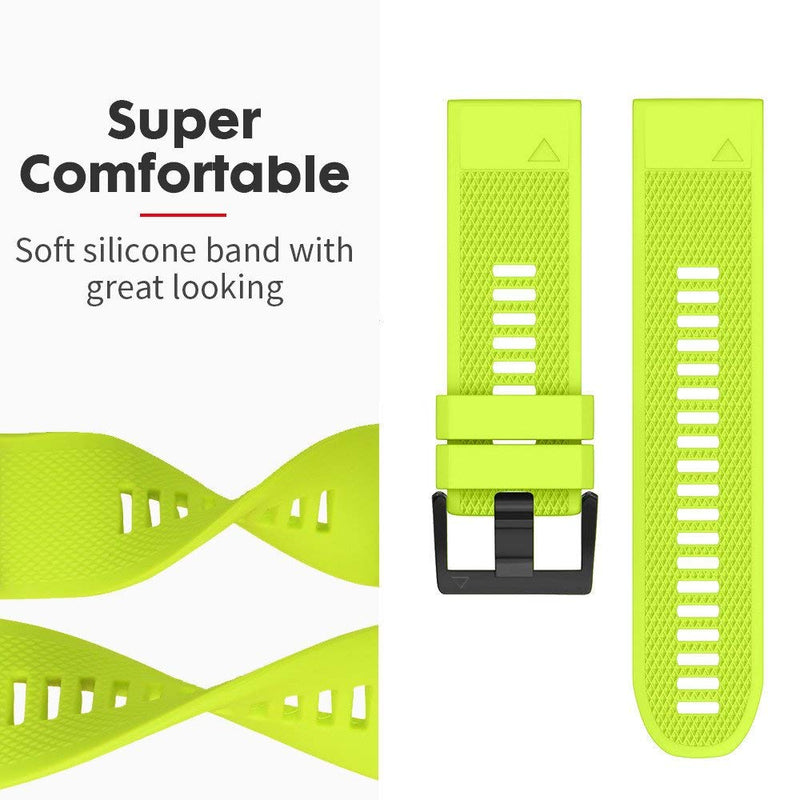 Notocity Compatible Fenix 5 Band 22mm Width Soft Silicone Watch Strap for Fenix 5 Plus/Fenix 6/Fenix 6 Pro/Fenix 7/exip/Forerunner 935/945/Approach S60/Quatix 5(Green) Green