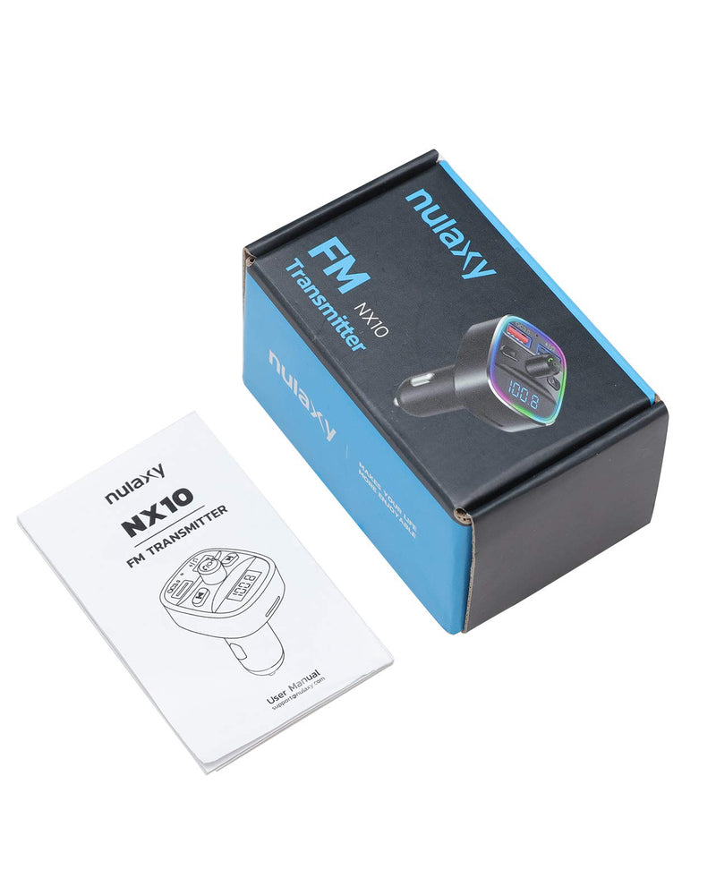 Nulaxy Bluetooth FM Transmitter for Car, QC3.0 & 7 Colors LED Backlit Car Radio Bluetooth Adapter Music Player Hands Free Car Kit with SD Card Slot, Supports USB Flash Drive - NX10 (Black)