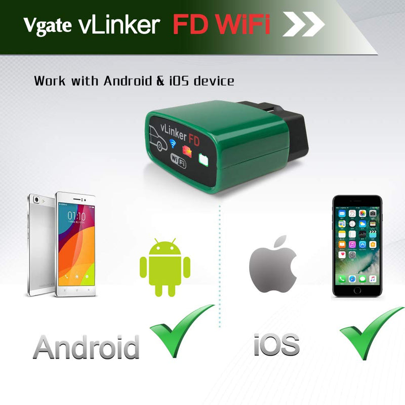 Vgate vLinker FD OBD2 WiFi Scan Tool, Diagnostic Code Reader for iOS, Android, and Windows