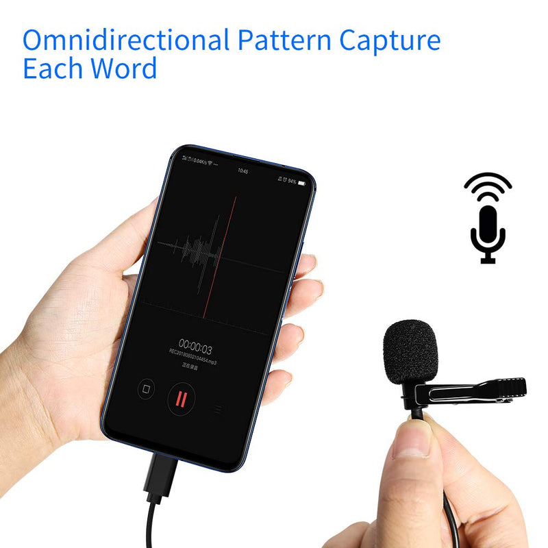 [AUSTRALIA] - Lapel Mic 9.8 Feet Lapel Microphone Noise Cancelling, Professional for Lapel Omnidirectional Condenser Mic Phone Audio Recording Easy Clip-on Mic for YouTube, Interview, Conference Interface Device 