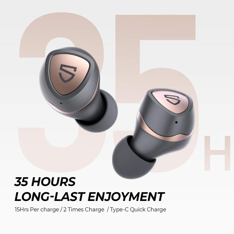 SoundPEATS Sonic Wireless Earbuds Bluetooth 5.2 Headphones in-Ear Stereo Wireless Earphones with aptX-Adaptive, Game Mode, TrueWireless Mirroring, Immersive Bass, cVc 8.0, Single/Twin, 35 Hrs Playtime