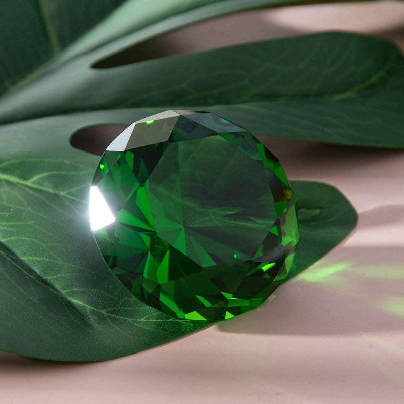 LONGWIN 50mm (2") Crystal Faceted Diamond Paperweight Wedding Favor Home Decor Green