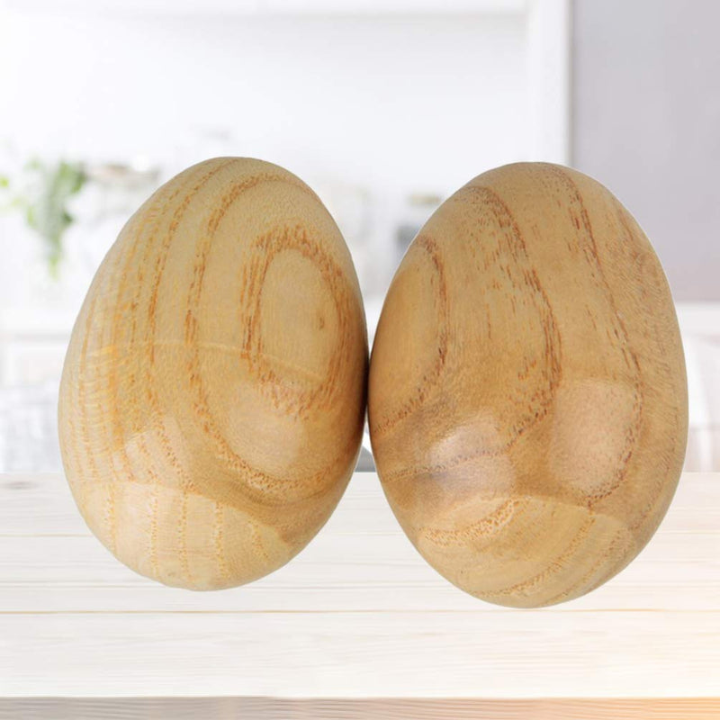 VILLCASE 2pcs Wooden Percussion Musical Eggs Maracas Egg Shakers Percussion Musical Egg Fake Eggs for Children Kids Baby Teens