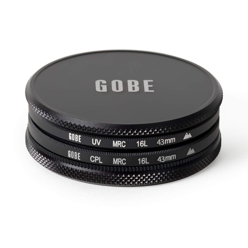 Gobe 43mm UV + Circular Polarizing (CPL) Lens Filter Kit (2Peak)