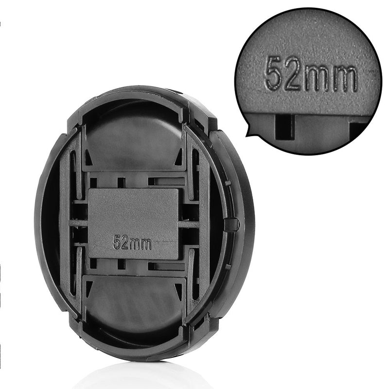 Camera 52mm Lens Cap Center Pinch with Lens Cap Leash Hole Bundle Compatible with Nikon Sony Canon DSLR Cameras & Other DSLR Cameras UV Lens (52mm)- 4 Pack