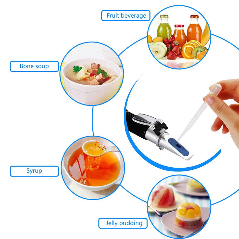 Meichoon 0~32% Brix Refractometer with ATC Digital Handheld Refractometer for Sugar, Food, Fruit, Beverages Honey DH14