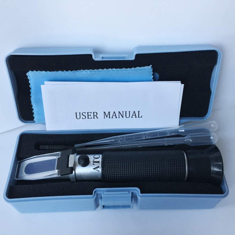 Alcohol Refractometer for Spirit Alcohol Volume Percent Measurement with Automatic Temperature Compensation (ATC), Range 0-80% v/v.