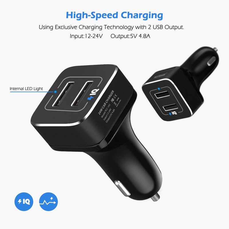 Car Charger for Switch - YCCTEAM 5V/4.8A High Speed Play and Charge Two-Port USB Adapter with 6.6ft USB Type C to A Charger Cable Cord