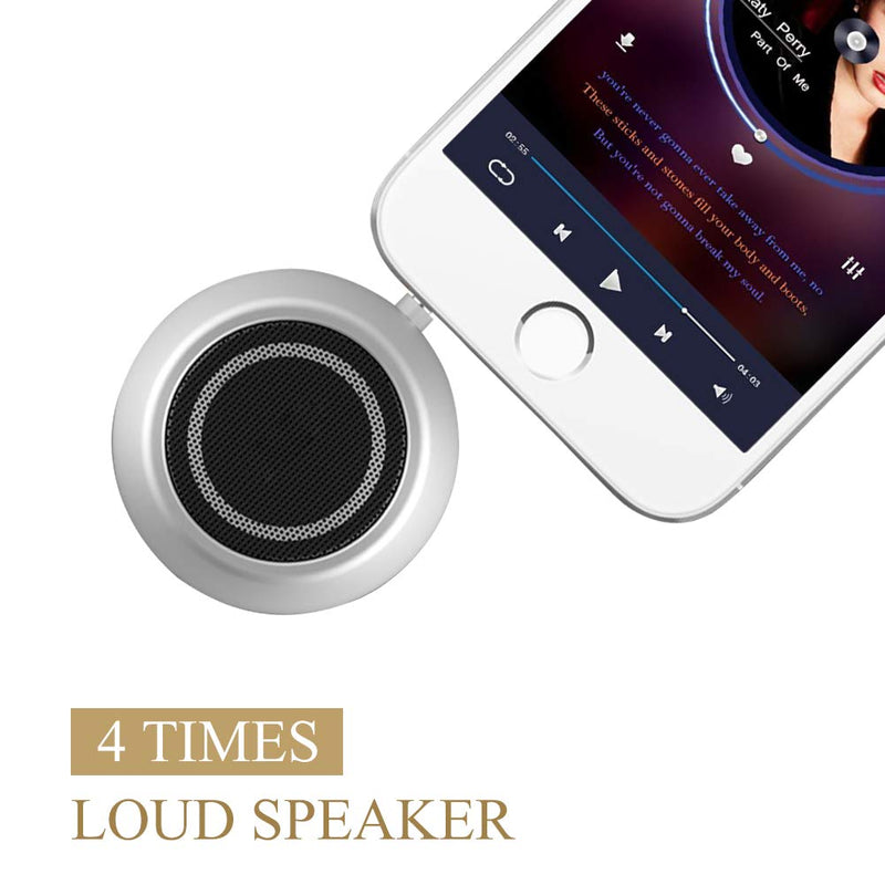 Rumfo Mini Phone Speaker Portable Line-in Speakers with 3.5mm Aux Audio Jack Rechargeable Plug and Play Clear Bass Speaker Universal for Cell Phone iPad MP3 MP4 Tablet Computer (Silver) Silver