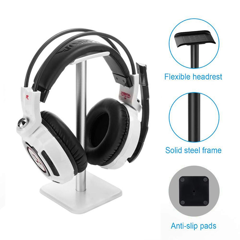 OneCut Headphone Stand, Universal Aluminum & Silicone Holder Earphone Stand Headrest ABS Solid Base for All Wireless/Bluetooth/Gaming Headset (White) White