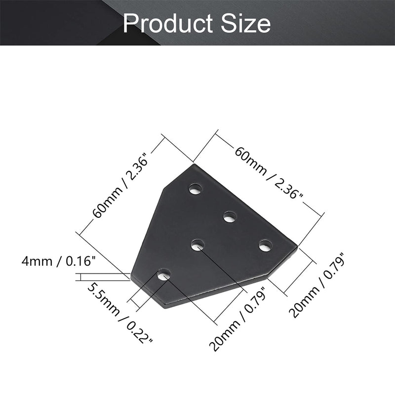 [AUSTRALIA] - MroMax 5 Pcs Aluminum Alloy Outside Joining Plate 2.36" x 2.36" x 0.16" (L x W x T) with 5Hole Joint Bracket Black 