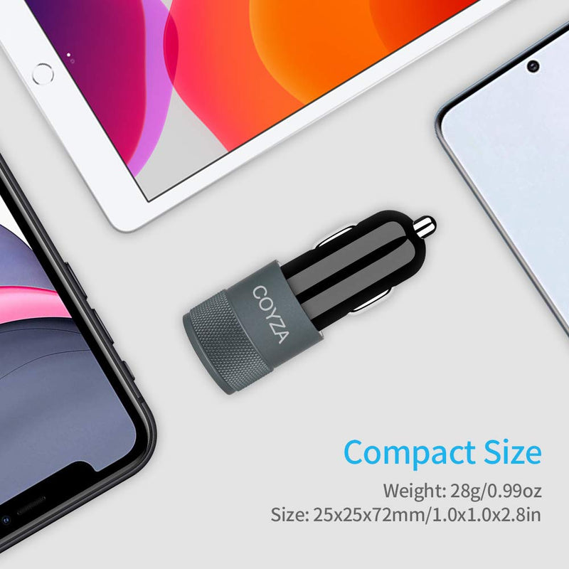 COYZA Fast Car Charger Adapter, Compatible with iPhone 12/11/Pro Max/Pro/Mini/X/XS/XS MAX/XR/SE 2020/8 Plus/8/7 Plus/7/6s/6/iPad Air 3/Mini, 3.1A Dual USB Ports with Coiled Charging Cable Cord