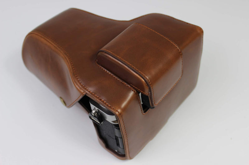 X-T4 Case, BolinUS Handmade PU Leather Fullbody Camera Case Bag Cover for Fujifilm Fuji X-T4 XT4 with 16-80mm 18-55mm 18-135mm 10-24mm 16-50mm Lens Bottom Opening Version (Coffee) Coffee