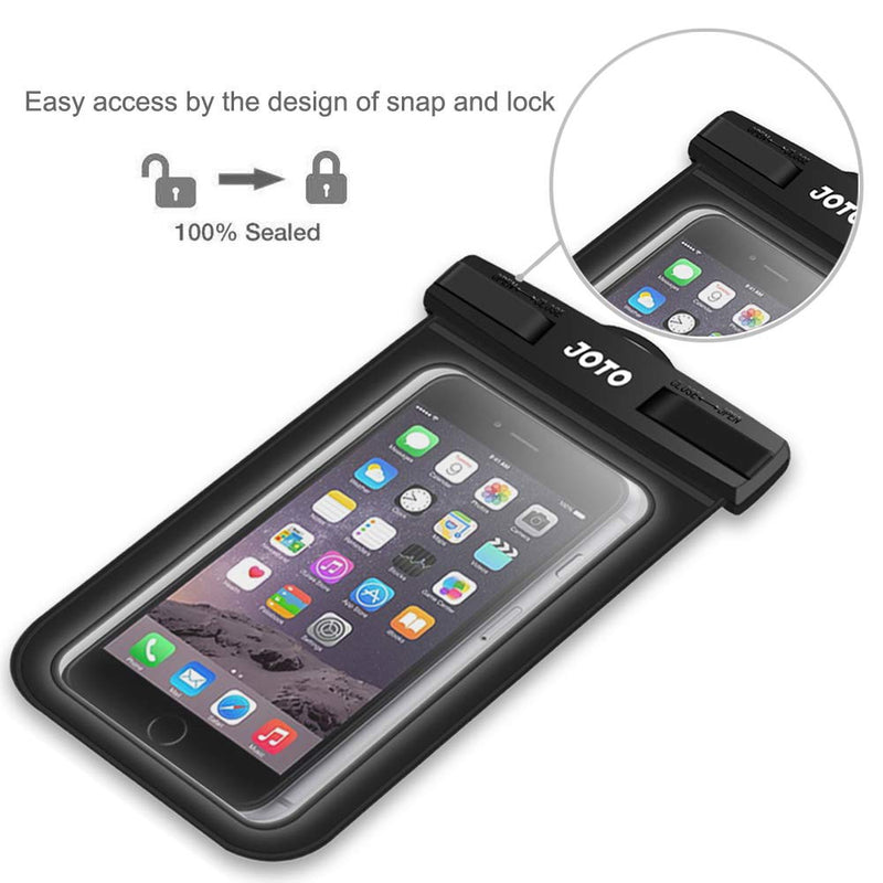 JOTO Universal Waterproof Phone Pouch Cellphone Dry Bag Case Compatible with iPhone 13 12 11 Pro Max Mini Xs XR X 8 7 6S Plus SE, Galaxy S21 S20 S10 Plus Note 10+ 9, Pixel 4 XL up to 7" -Black Black