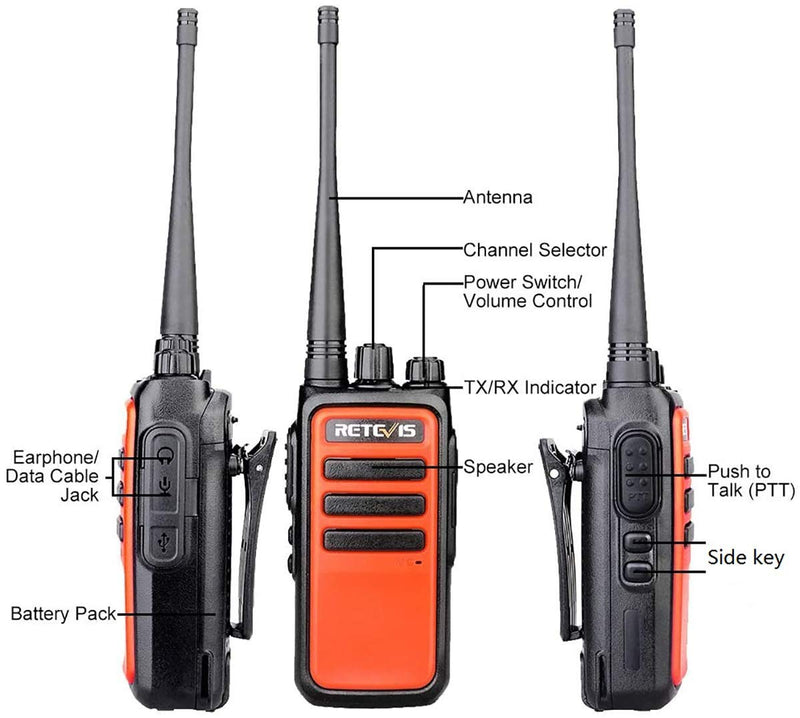 Retevis RT66 Walkie Talkies Long Range,Durable 2 Way Radios for Adults,Compact Two Way radios with Charger,Orange Radio for Construction Site Miner Firefighter(2 Pack)