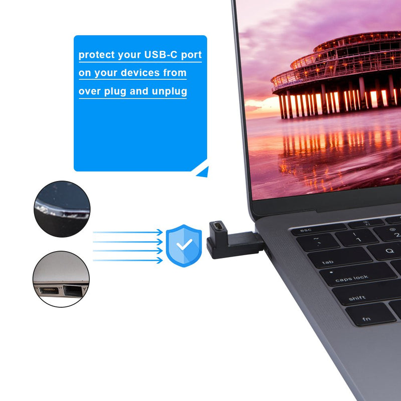 USB C Extension Adapter, CableCreation Up & Down Angle 90 Degree USB 3.1 Type C Male to Female Convertor (3A/10G), Compatible with Oculus Quest / Link, MacBook Pro, Google Pixel, Samsung DeX, Black