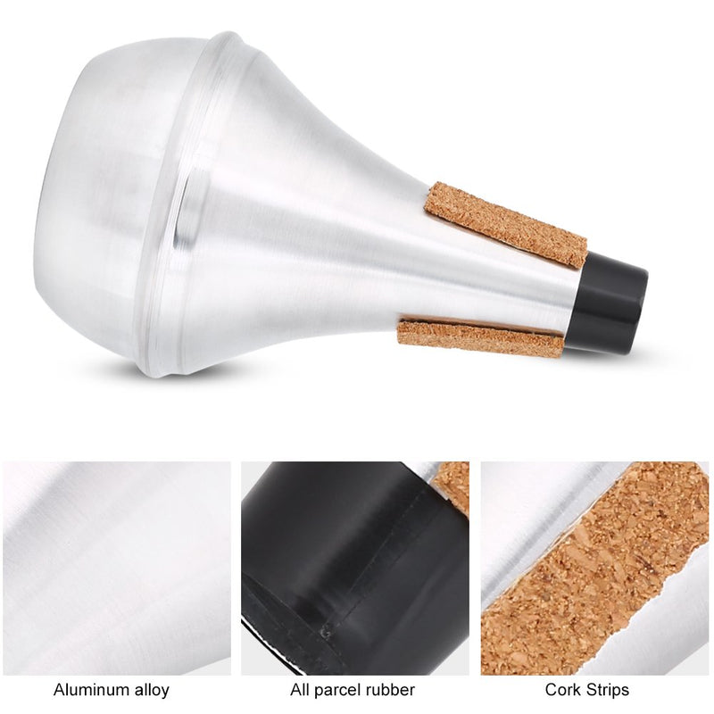 Trumpet Mute, Cork Strips Aluminum Alloy Practice Trumpet Cornet Mute Silencer Instrument Accessory