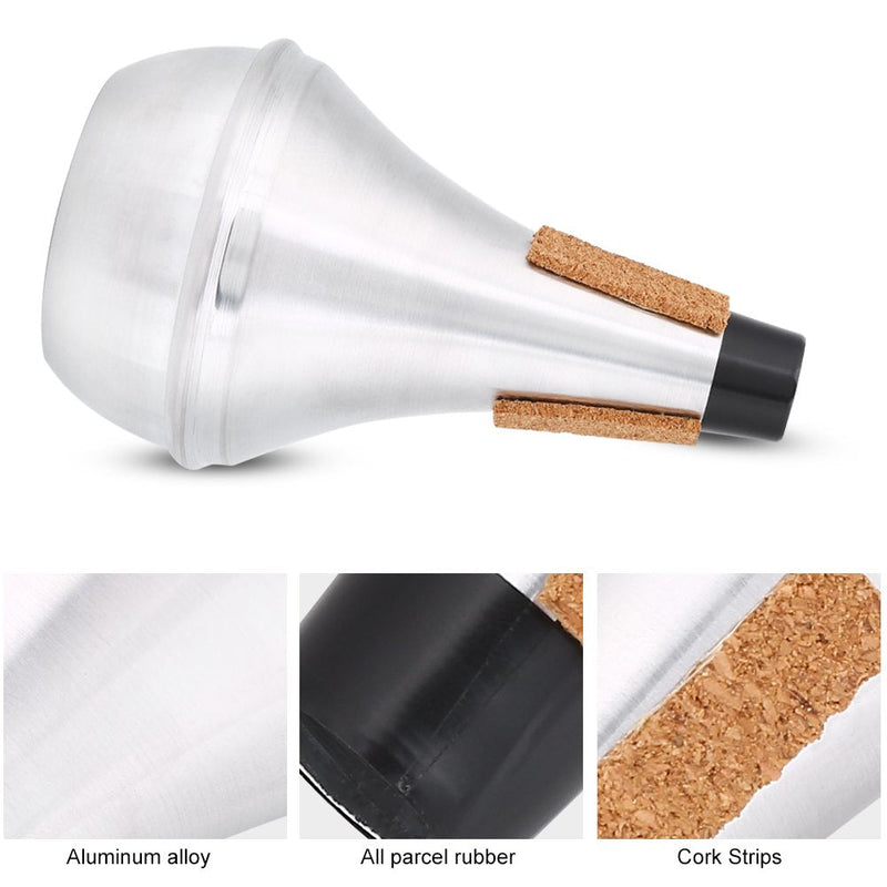 Dilwe Trumpet Mute, Cork Strips Aluminum Alloy Practice Trumpet Cornet Mute Silencer