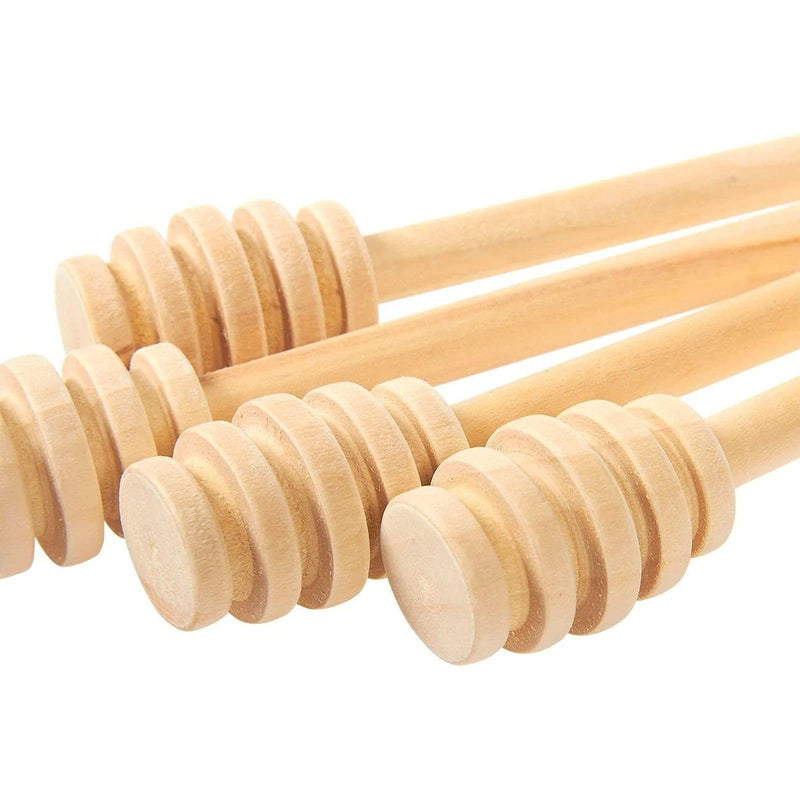 Wooden Honey Dipper Sticks, Honey Spoon for Syrups, Molasses (6 In, 4 Pack)