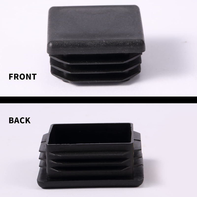 20PCS 1-1/4" Plastic Plugs for Square Tubing, Square Plastic Plug Insert, Plastic End Caps for Square Tube Post, Glide Protection for Chairs Tables Furniture Floor (Black/White) 1-1/4 inch