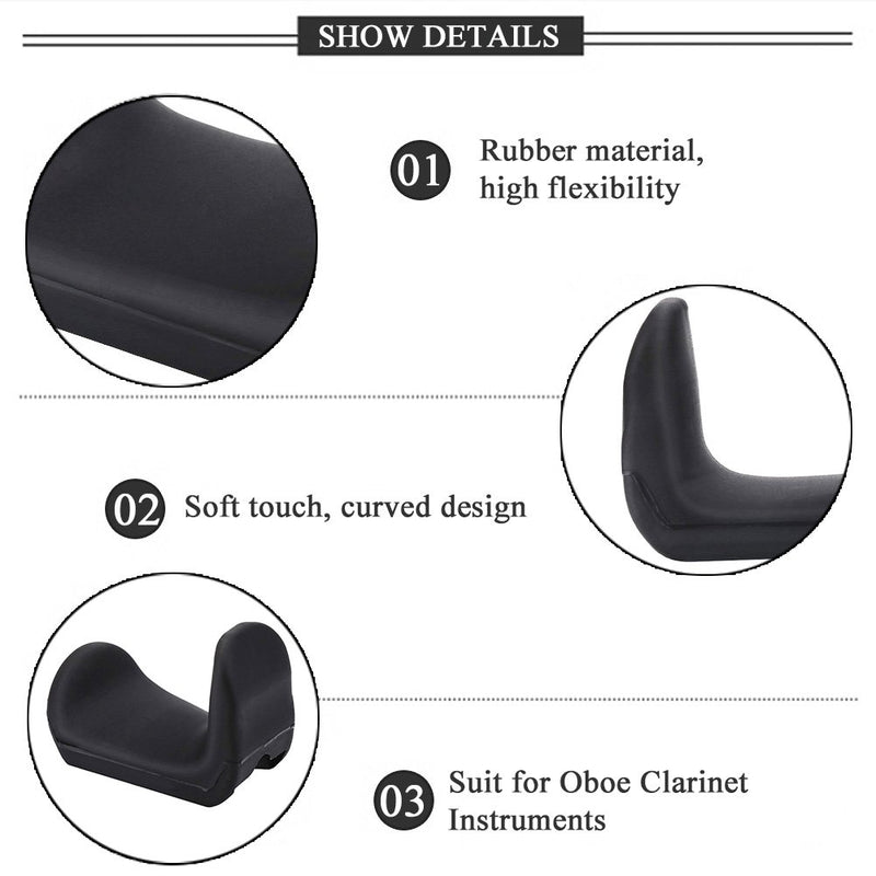 Thumb Finger Rest Rubber Cushion Thumb Finger Protector,1.45-1.75 cm Thumb Finger Rest Cushion Support,1.5-1.8 cm Clarinet Oboe Thumb Rest for Oboe Clarinet Instruments - Black (1.5 mm) #2