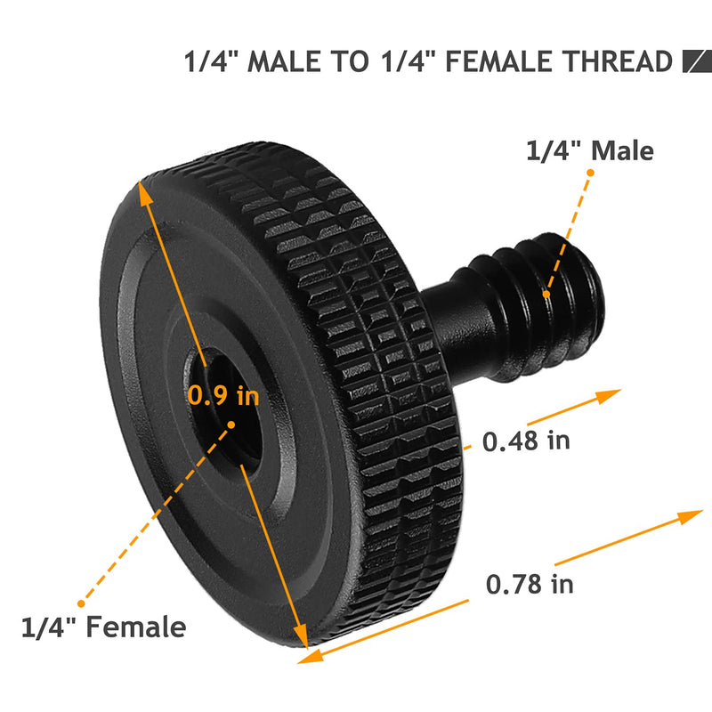 2 Set Thumb Screw Camera Quick Release Adapter with Rubber Pads, Tripod Screw Rubber Washers 1/4" Female to 1/4" Male Thumbscrew L Bracket Mount Thread for Camera Mounting Plate Frgyee 1/4 12mm Set