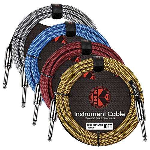 Kirlin IWC201PNRD-20FT Fabric Straight Instrument Cable Guitar Lead, Red, 20 ft