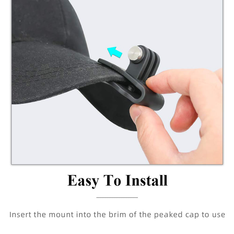 SUREWO Baseball Hat Clip Mount Baseball Cap Clamp Quick Release Mount Compatible with GoPro Hero 10 9 8 7 6 5 Black,DJI Osmo Action 2