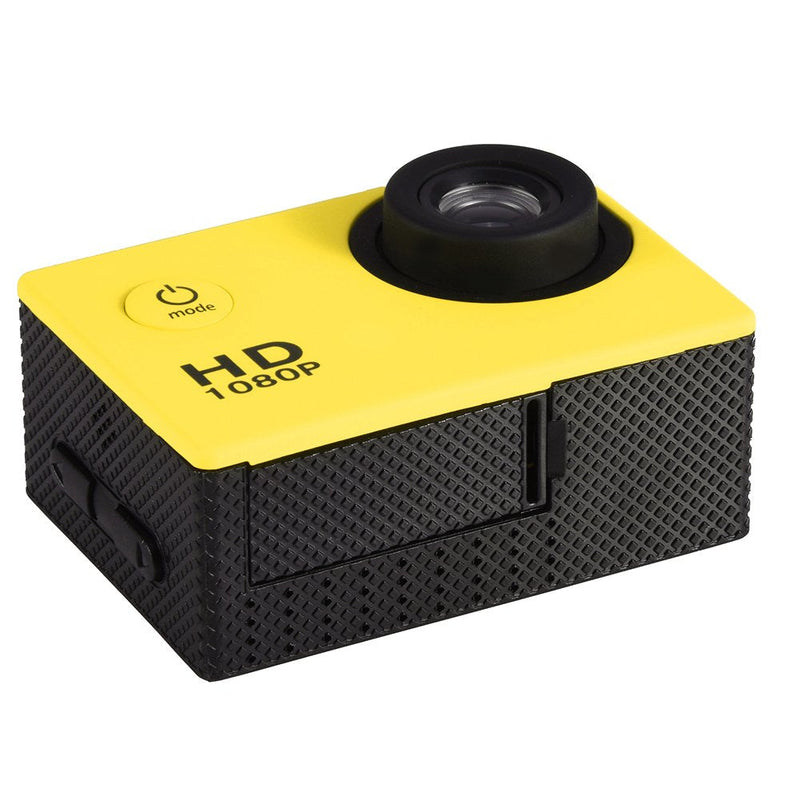 Action Camera 12MP Waterproof 30m Outdoor Sports Video DV Camera 1080P Full HD LCD Mini Camcorder with 900mAh Rechargeable Batteries and Mounting Accessories Kits(Yellow) Yellow