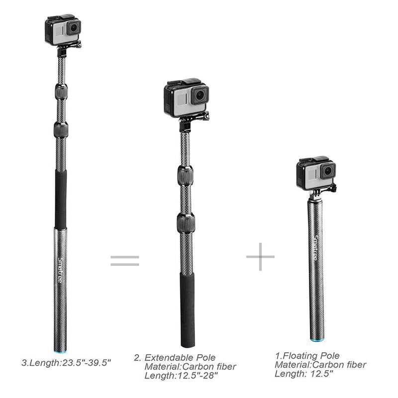 Smatree Carbon Fiber Detachable Extendable Floating Pole, Waterproof GoPro Selfie Stick Compatible with GoPro 9/8/7/6/5/4/3 Plus/3/Hero 2018/MAX/Hero Fusion/DJI OSMO Action Camera(Updated Version)