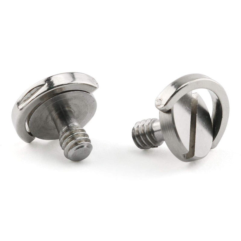 E-outstanding D-Ring Hinged Screw 2PCS 1/4-20 10mm Length Thread D Shaft Stainless Steel Camera Quick Release Plate Mounting Fixing Screws for Camera Tripod Monopod QR Plate