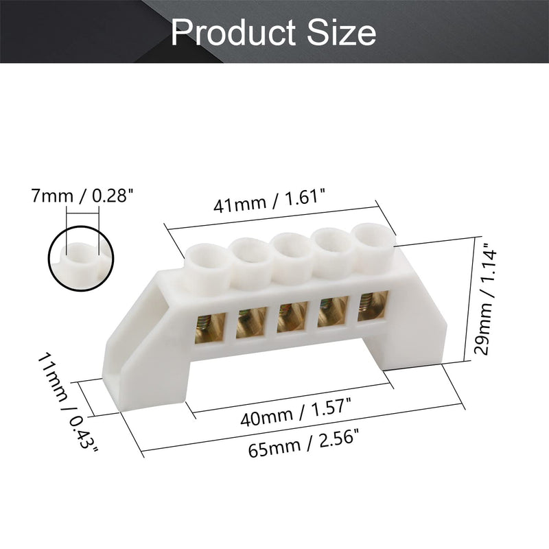 Fielect 7Pcs Terminal Bus Bar 5 Positions Terminal Block Connector Bar 6.07mm Wire Dia Screw Terminal Grounding Strip Bus Bar Single Row High Bridge Design Electric Barrier Bus Bars 7Pcs KT058-5