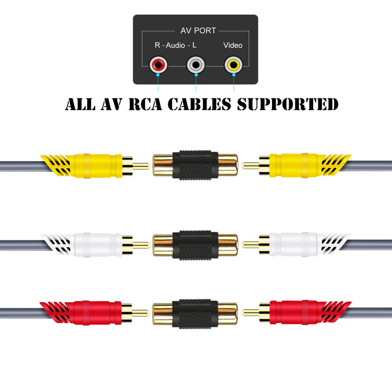Warmstor 10 Pack Gold Plated RCA Female to Female Coupler Adapter Audio Video Cables Connector