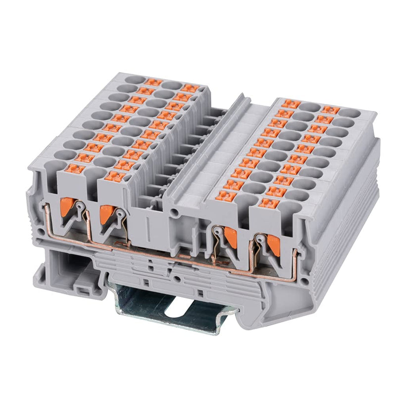 SIPUN ST2-2.5/2X2 Twin Spring Terminal Block Push in Type PT Screwless Wire Din Rail Connector 30 Pcs Set