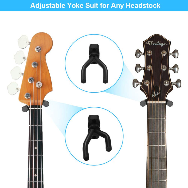 Guitar Wall Mount Hanger 2 Pack, Sovvid Guitar Hangers Hook Holder Stand for Electric Acoustic Guitars Ukulele Bass, Durable Black Wall Mount Bracket for Banjo, Volin, Mandolin or More