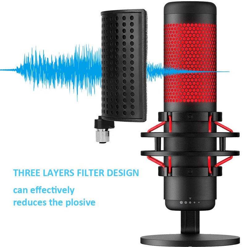 HyperX QuadCast Microphone Windscreen - Mic Pop Filter Mic Shield Mask Three Layers Metal Foam Pop Screen Compatible with HyperX QuadCast S Mic by YOUSHARES