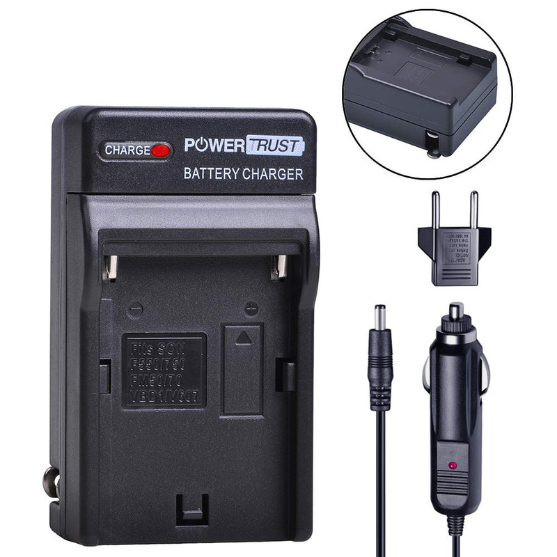 PowerTrust 2-Pack NP-FM50 NP FM50 Battery and Fast Charger for Sony NP-FM30 NP-FM51 NP-QM50 NP-QM51 NP-FM55H TRV280 TRV350 TRV250 TRV19 TRV22 TRV27 TRV33 TRV460 TRV140 TRV17 TRV340 TRV38 TRV480 TRV260