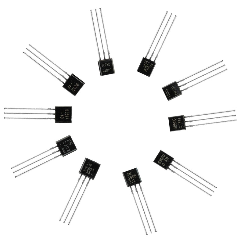 Eowpower 250PCS 10 Values NPN PNP Power Transistors Assortment Kit(BC337 BC327 2N2222 2N2907 2N3904 2N3906 S8050 S8550 A1015 C1815)