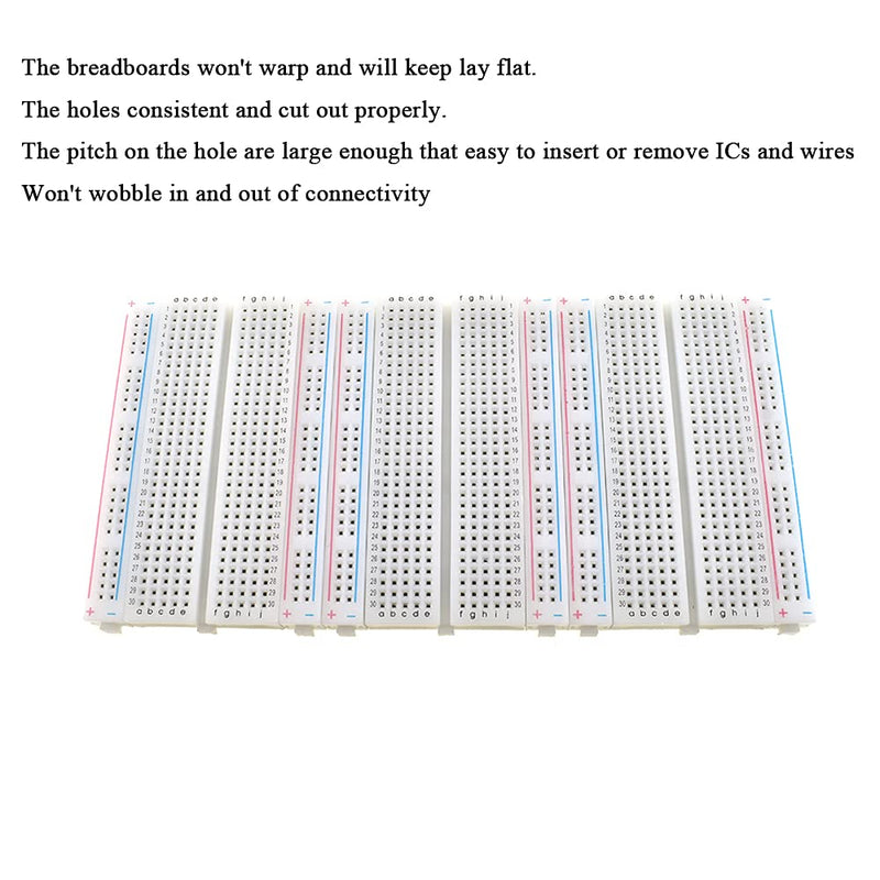 Hahiyo PCB Board Breadborad 400 Point Solderless Lay Flat Large Pitch Hole Firmly Hold Pin Snug Insert No Warp Wobble Springy Contact Point Adhesive Back for Proto Shield, 400-3Pieces