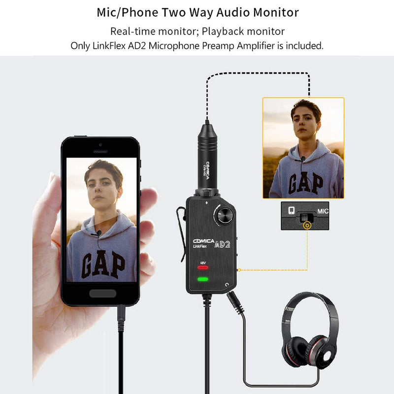 [AUSTRALIA] - CoMica LinkFlex AD2 XLR /6.35mm-3.5mm Microphone Preamp Amplifier Audio Adapter Universal Replacement for Camera Smartphone Guitar Interface 